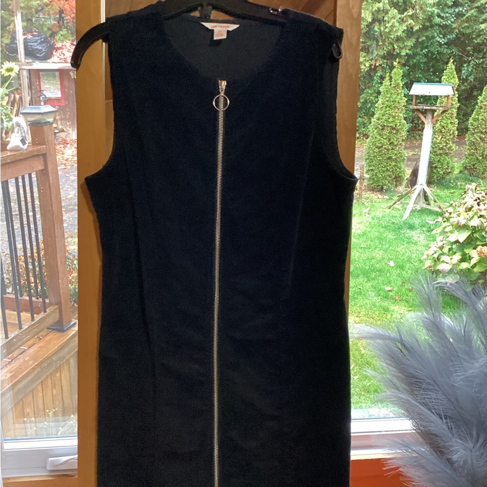 Joe Fresh Black  Corduroy Zip-Up Dress Mini Dress